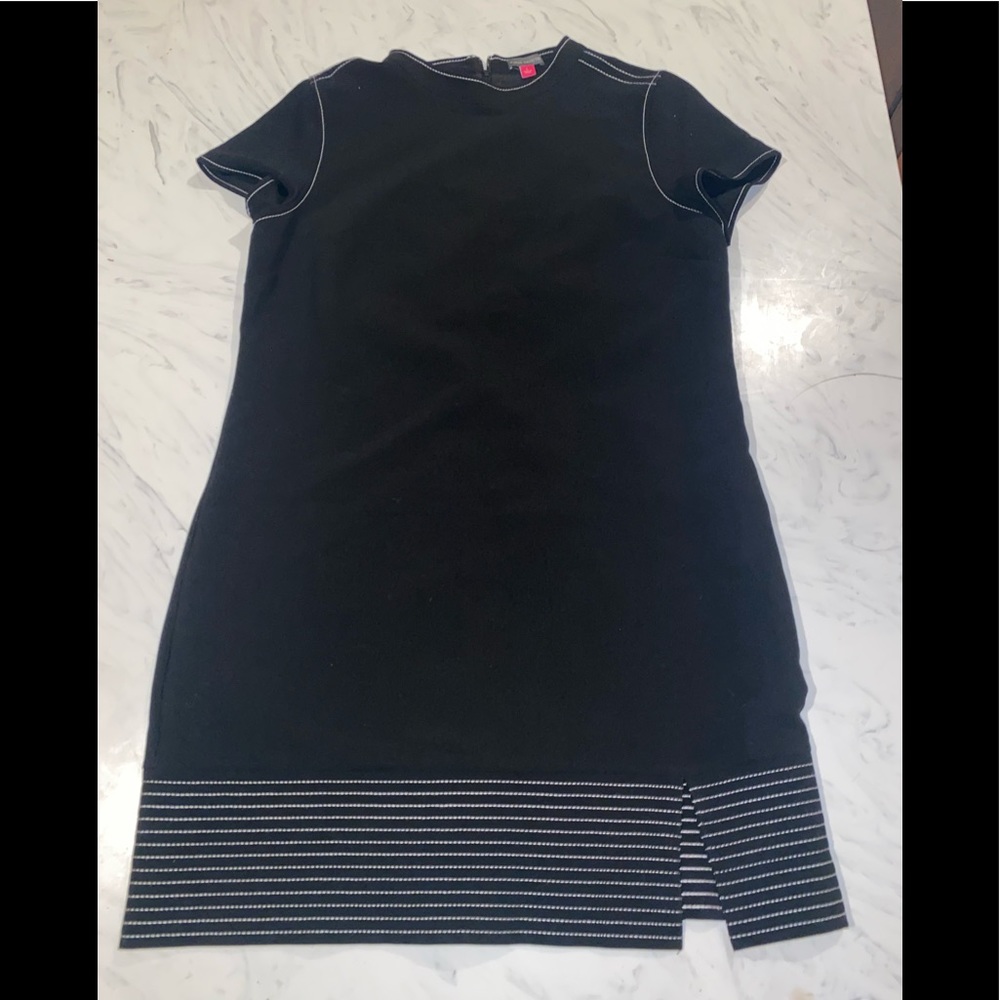 Vince camuto black dress white accent stitching l